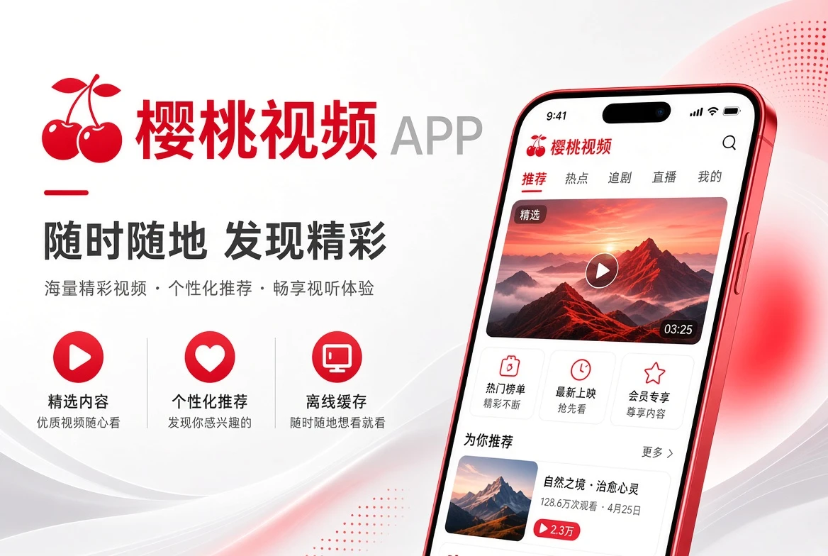 樱桃视频APP移动端界面示意
